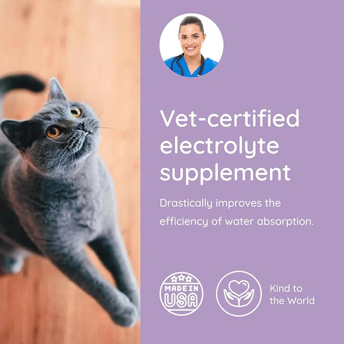Petralyte Cat Hydration Electrolyte and Cat Joint Supplement | Hydration Support for Cats w/Glucosamine, Chondroitin, L-Glutamine, Taurine, Lysine & Prebiotics | Unflavored | 32 Packets
