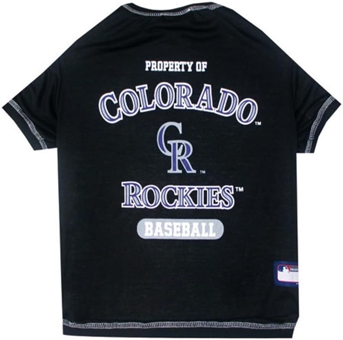 MLB Colorado Rockies Dog T-Shirt, Medium. - Licensed Shirt for Pets Team Colored with Team Logos. - Premium Stretchable Materials for The Comfort of Your Dog & cat.