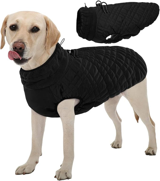 Kuoser XL Insulated Dog Vest | Big Breed Jacket for Huskies & Shepherds | Reinforced Seams Withstand Snow Play, Breathable, Black XL