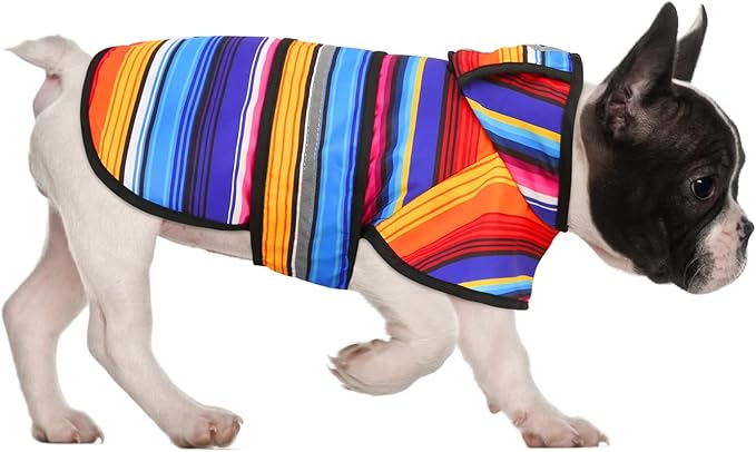 HDE Dog Raincoat Jacket Reflective Adjustable Hooded Pet Poncho Rain Coat with Leash Hole for Small to X-Large Dogs Baja Stripes - M