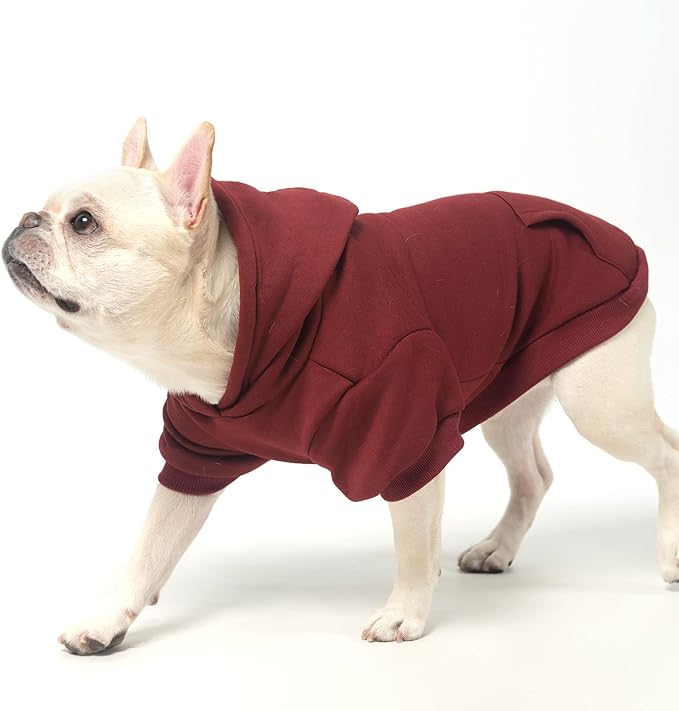 KOOLTAIL Soft and Warm Dog Hoodie Sweater with Leash Hole and Pocket, Winter Coat for Small to Large Dogs, Cat, Puppy, Boys, Girls - Deep Red SM