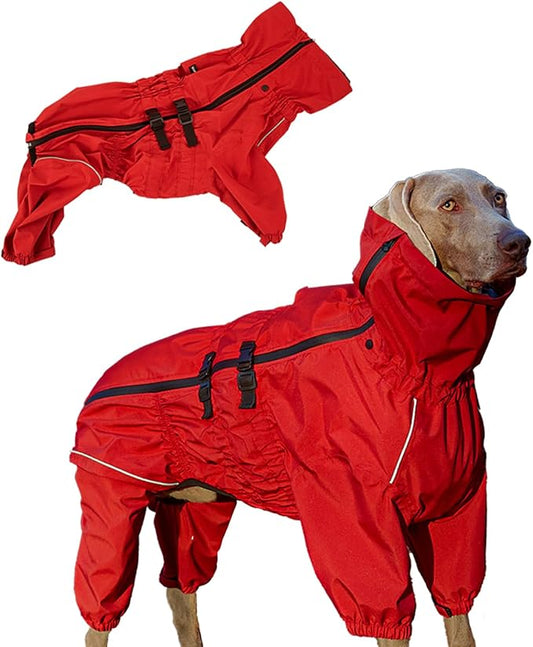 Small Medium Large Dog Raincoat, Waterproof Dogs Rain Jacket, Puppy Side Zipper Reflective Strip Leash Holes Elastic Raincoats