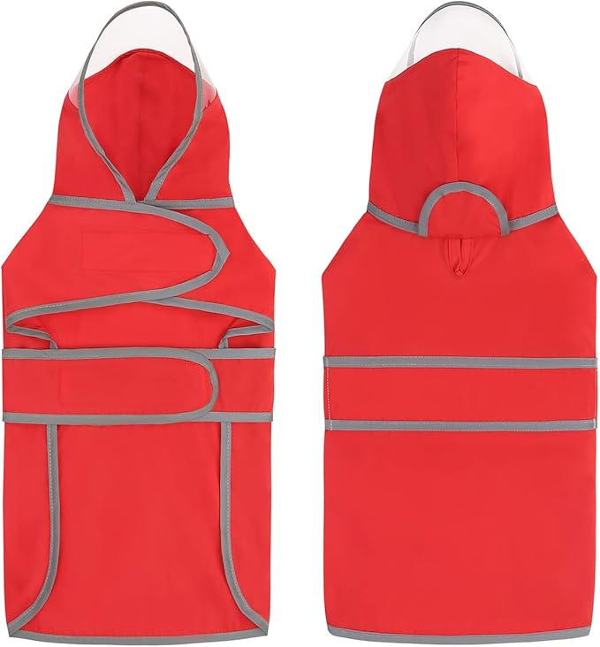 HDE Dog Raincoat with Clear Hood Rain Jacket Poncho for Small Medium Large Dogs Red - 3XL