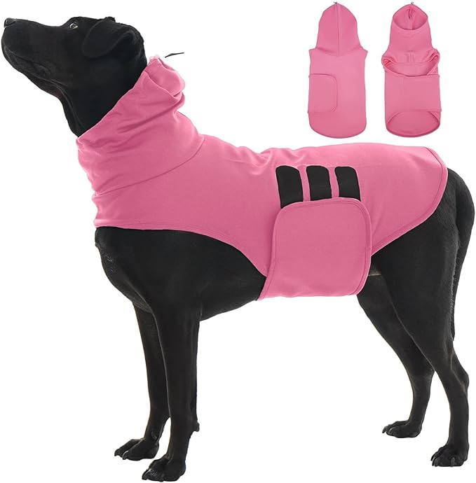 X-Large Dog Fireworks Anxiety Vest with Adjustable Chest,Hood Neck Wraps,Soft Lightweight Calming Shirt for Storms,Lightning,Separation,Home Alone(Rose)