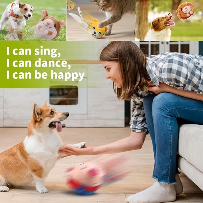 Dog Toys for Small Large Dogs,Puppy Toys to Keep Them Busy,Moving Interactive Squeaky Dog Toy,Active Moving Pet Plush Toy,Small Dog Toys (Blue Pig)