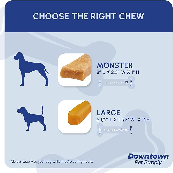Downtown Pet Supply Yak Cheese Himalayan Dog Chews - Large Yak Chews Rich in Nutrients for Medium to Large Dogs - Long Lasting, Odorless and Easy to Digest Cheese Dog Treats - 1 LB