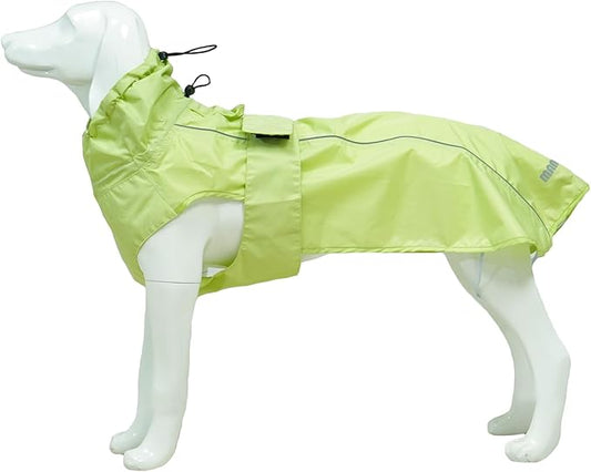 Waterproof Dog Raincoat with Reflective Strip, Adjustable Breathable Rain Coat Jacket with Leash Hole for Dogs (Light Green, Small)