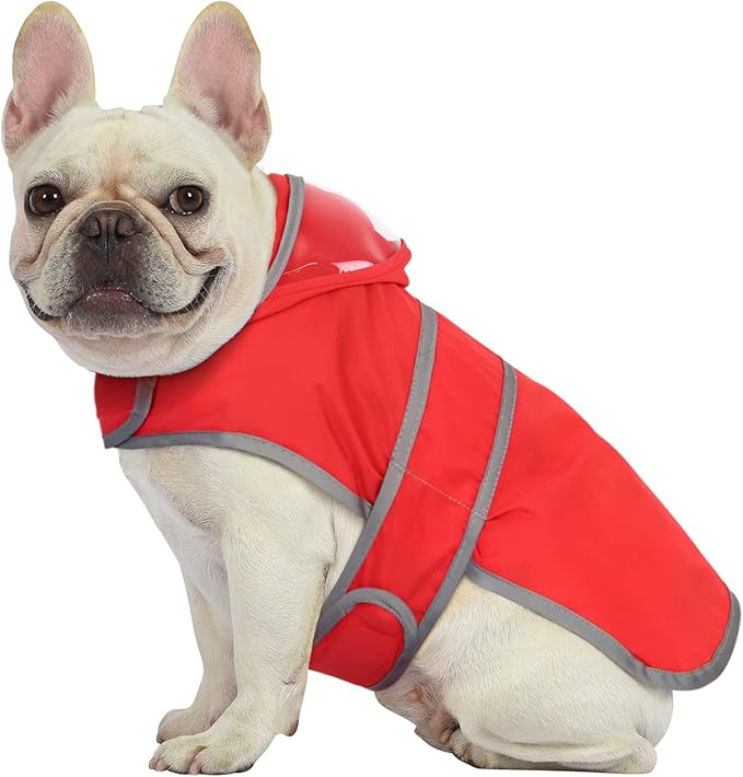 HDE Dog Raincoat with Clear Hood Rain Jacket Poncho for Small Medium Large Dogs Red - S