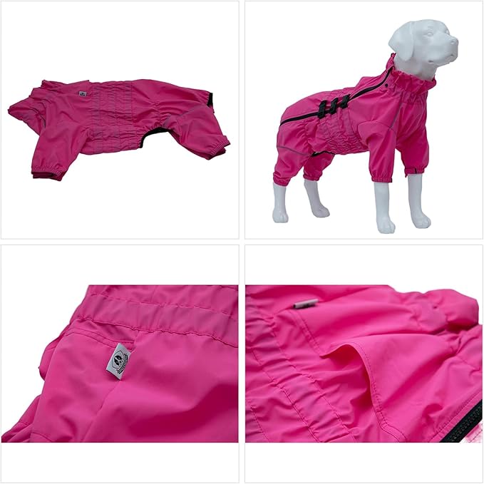Dogs Waterproof Jacket, Lightweight Waterproof Jacket Reflective Safety Dog Raincoat Windproof Snow-Proof Dog Vest for Small Medium Large Dogs Rosered XL