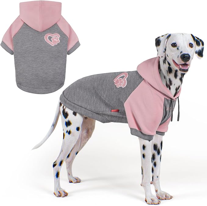 KYEESE Dog Hoodie Stretchy Pet Sweatshirt Warm Dog Clothes for Large Dogs Soft Pets Sweater with Leash Hole Pet Clothes with Drawstring Comfort Dogs Winter Coat Pets Coat for Cold Weather