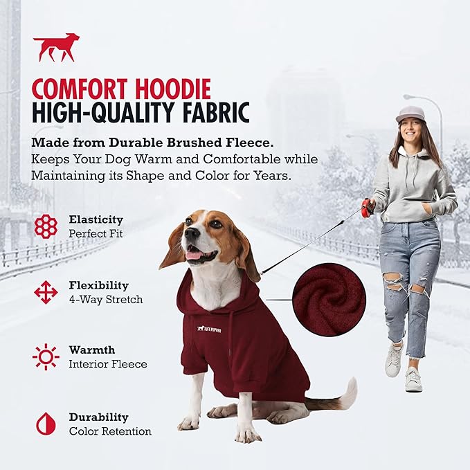 Tuff Pupper Dog Hoodie | Premium Quality 100% Organic Cotton | Ultra Soft Interior for Superior Comfort | Elastic Cuffs & Drawstring for Warmth | Stretch Fit Suitable for All Breeds (Red, 3XL)
