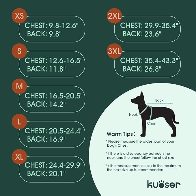 Kuoser Dog Jacket, Warm Dog Coats for Small Dogs, Doggie Winter Jacket Cold Weather Coats with Leash Hole, Winter Coat Apparel for Yorkie Chihuahua, Green XS