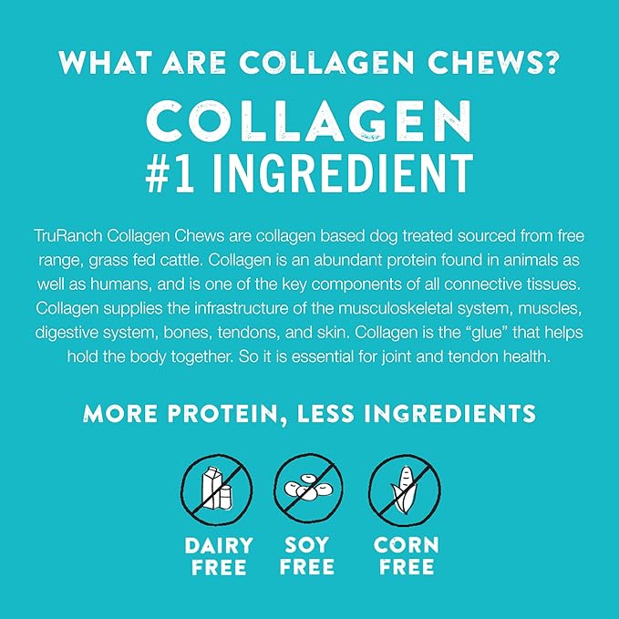 TRURANCH Collagen Sticks - 5" Collagen Sticks for Dogs - Long Lasting Healthy Joint Support Dog Treat - Rawhide Alternative - Skin & Coat Health - Made with Real Beef, 1 Bag, 15 Count