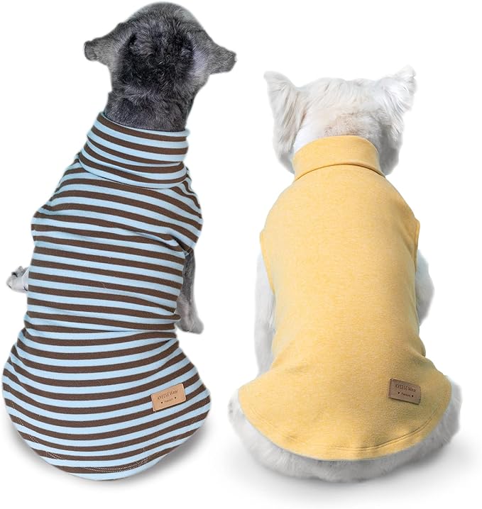 KYEESE 2Pack Dog Sweater Soft Dog Sweatshirt Pullover Pet Sweaters for Medium Dogs Male Warm Pet Coats Stretchy Dachshund Clothes Turtleneck Dogs Clothes