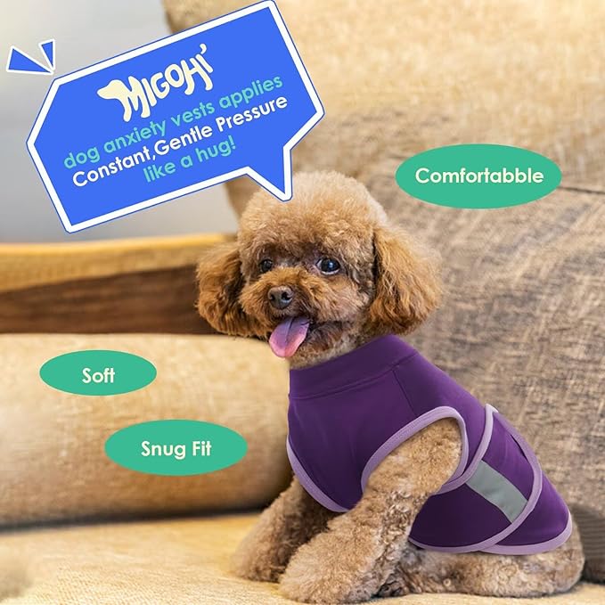 MIGOHI Dog Anxiety Relief Coat,Comfort Anxiety Vest for Dogs,Adjustable Dog Anxiety Calming Wrap for Fireworks,Thunderstorms,Travel, Separation, Anxiety Jacket for Large Dogs, XL,Purple