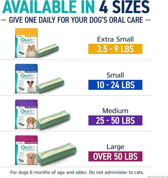 OraVet Dental Hygiene Chews for Small Dogs, Oral Care with Delmopinol, Vanilla Flavor, 14 Count