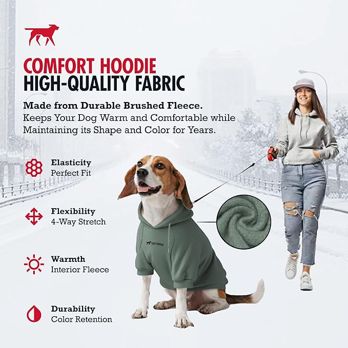 Tuff Pupper Dog Hoodie | Premium Quality 100% Organic Cotton | Ultra Soft Interior for Superior Comfort | Elastic Cuffs & Drawstring for Warmth | Stretch Fit Suitable for All Breeds (Teal, XXL)