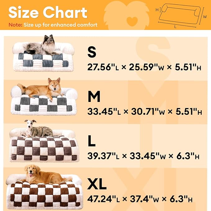 FUNNY FUZZY Pet Couch Covers for Sofa, Dog Couch Bed for Furniture Protector, Pet Bed Mat, Couch Cover for Dogs Washable with Non Slip, Small, Brown