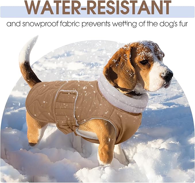 FUAMEY Winter Warm Turtleneck Coat - Thick Waterproof Fleece - Dog Snowsuit for Small to Large Dogs