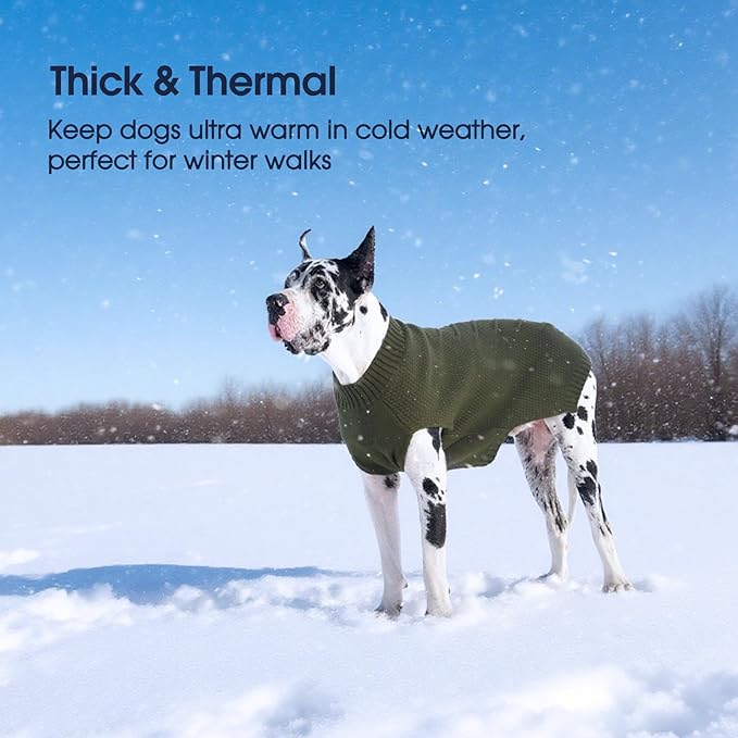 IECOii Dog Sweater,Dog Sweaters for Medium Dogs Girl and Boy,Thermal Knitted Dog Christmas Sweater for Cold Weather,Small Medium Dog Sweaters for Christmas Outfits,Pug,Dachshund Sweaters,Army-Green-M