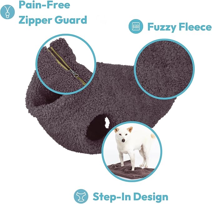 Gooby Sherpa Vest Dog Sweater - Stone Blue, Medium - Warm Fuzzy Fleece Step in Dog Jacket Without Ring Leash for Small to Medium Dogs