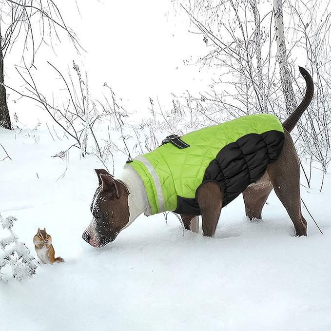 Lelepet Dog Coat Warm Dog Winter Coat Waterproof Dogs Jacket with Harness Built in Reflective Pet Fleece Vest Zip-Up Cold Weather Coats for Small Dogs Turtleneck & Windproof Coats Yorkie Lime S