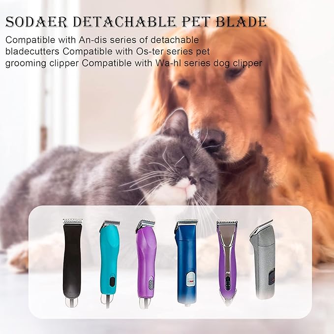 2 Pack 7 Blade Dog Grooming Clipper Replacement Blades,Compatible with Andis Size-Cut Length 1/8"(3.2mm),Compatible with Oster A5, Wahl KM Series Clippers,Detachable Stainless Steel Blade
