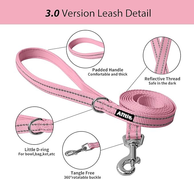 AIITLE Easy Walk Dog Harness and Leash Set - Pet Supply No Pull, Step in Adjustable Pet Harnesses with Padded Vest for Summer, No Choke Over, Easy to Put on Medium Dogs Pure Pink L