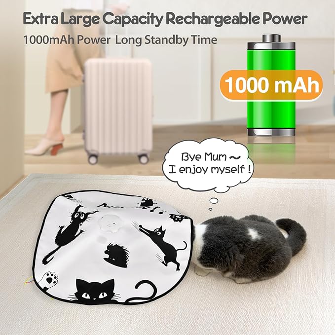 ORSDA Cat Toys for Indoor Cats, 4 in 1 Automatic Interactive Kitten Toy, Rechargeable Electric Whack-A-Mole Moving Ambush Feather, Hide and Seek, Chase Feather for Kitty for Kicker Adult Cat