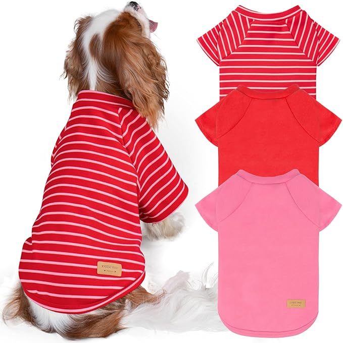 KYEESE 3Pack Dog Sweater Cat Sweaters with Sleeves Stretchy Cat Clothes Comfy Pet Fleece Sweater Soft Pet Coat Lightweight Dogs Sweatshirt Pullover Dog Sweaters for Small Dogs Girl for Cold Weather
