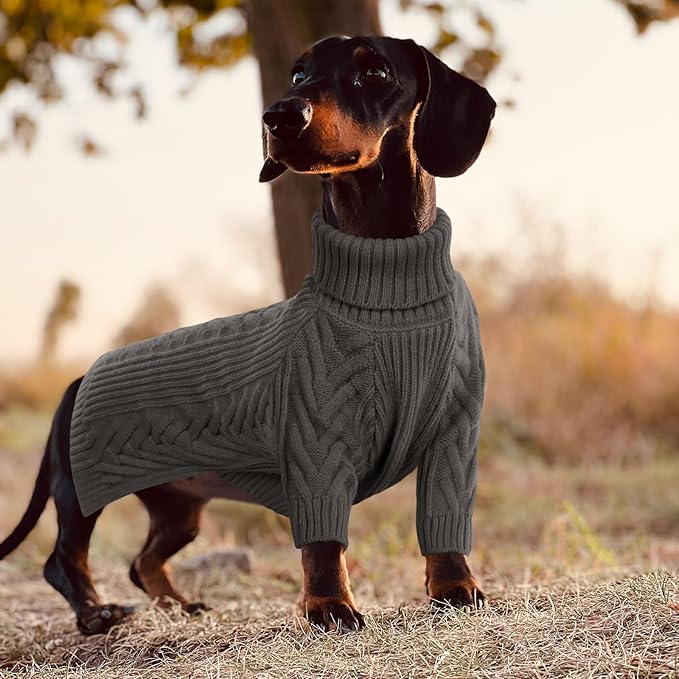 ASENKU XXL Dog Sweater, Turtleneck Pullover Winter Outfits for Extra Large Dogs - Pet Sweatshirt for Pitbull, Labrador Retriever (Dark Grey, 2XL)
