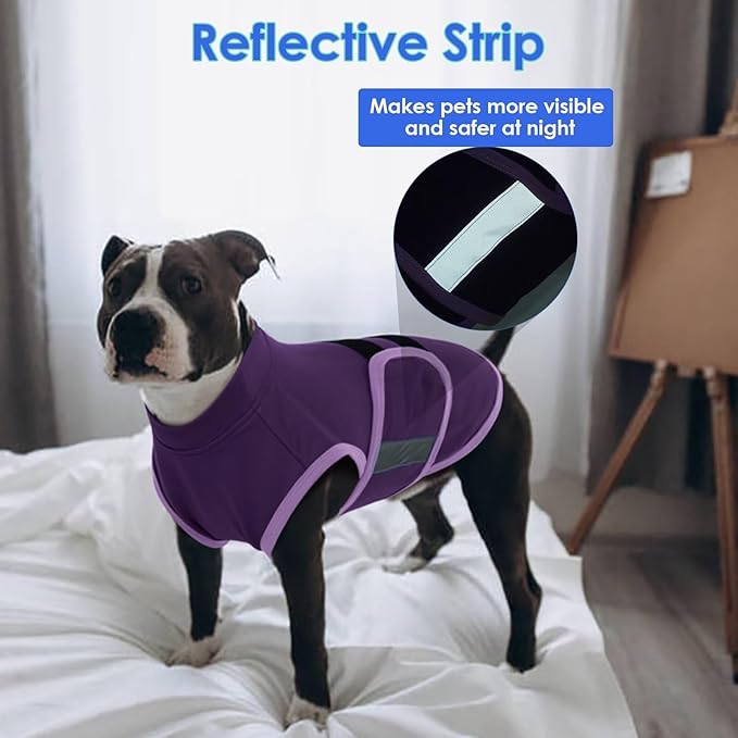 MIGOHI Dog Anxiety Relief Coat,Comfort Anxiety Vest for Dogs,Adjustable Dog Anxiety Calming Wrap for Fireworks,Thunderstorms,Travel, Separation, Anxiety Jacket for Large Dogs,L,Purple
