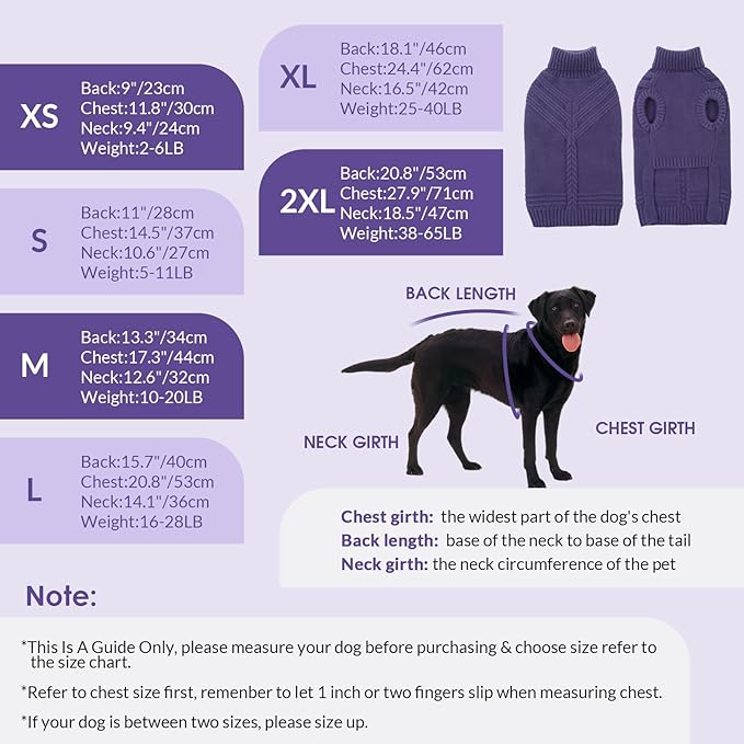 Dog Sweaters for Large Dogs Male Female Pet Knitwear Classic Puppy Warm Pullover Turtleneck Cold Weather Clothes for Labrador(GrayishBlue, 2XL)