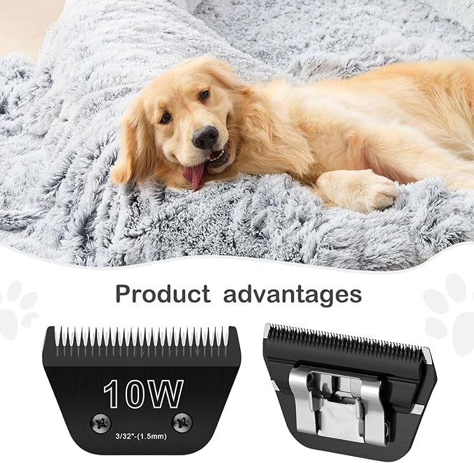 2PCS 10W Wide Blades for Dog Grooming Blades Compatible with Andis Dog Clippers Blades,Dog Clipper Blades Compatible with Oster A5,Wahl km10 Dog Clippers,Stainless-Steel Blade Sharp