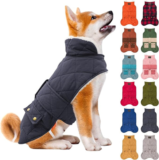 KYEESE Dog Coat Windproof Dog Coats for Small Dogs Soft Pet Sweater for Cold Weather Warm Pet Winter Puffer Coat with Leash Hole Thick Cat Clothes with Pocket Waterproof Dogs Jacket with Fleece Lined