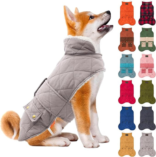 KYEESE Dog Coat Windproof Dog Coats for Small Dogs Waterproof Dogs Jacket with Fleece Lined Warm Pet Winter Puffer Coat with Leash Hole Soft Pet Sweater for Cold Weather Thick Cat Clothes with Pocket