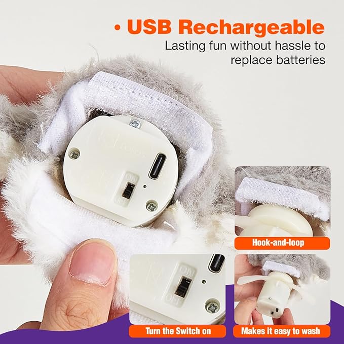 Interactive Cat Toy Rechargeable Automatic Chirping Penguin Bird Cat Toy Infused with Catnip in The Wings, Auto Beating Wings Kitten Toy for Indoor Cats to Play Alone, Never Boredom