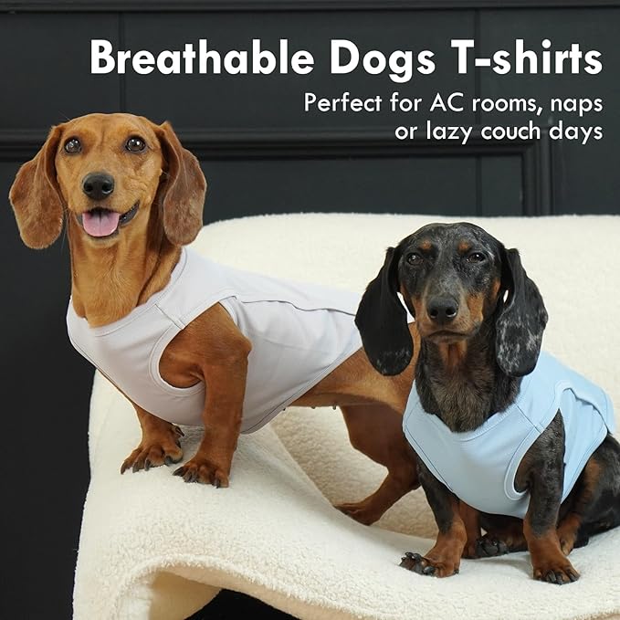 2 Pack Dog T-Shirt, Quick Dry Durable Shirts for Large Dogs, Summer Cooling Sun Protection Clothes, Breathable Prevents Overheating Vest, Blue+Grey, 5XL