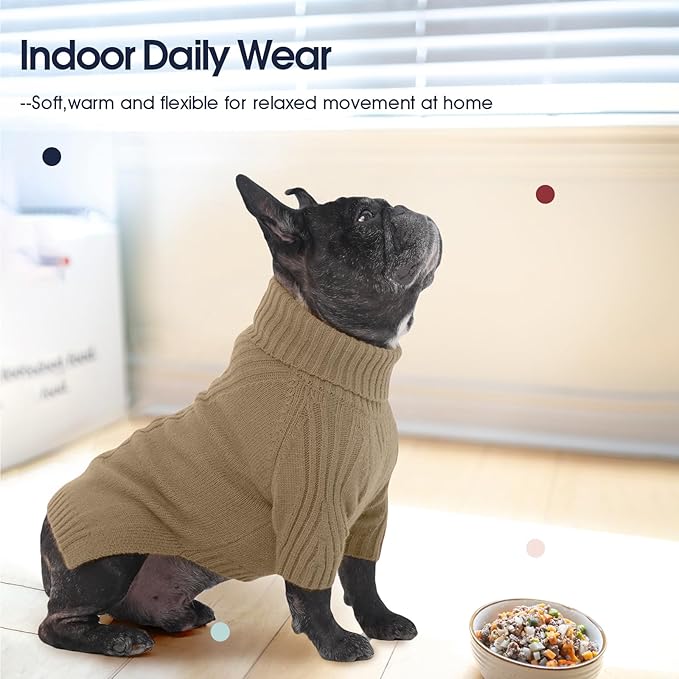 IECOii Extra Large Dog Sweater 4XL,Thermal Warm Dog Sweaters for Giant Breed Dogs,Turtleneck Knitted Knitwear for Pet Winter,Stretchy&Easy On Doggy Sweatshirt for Doberman,Great Dane(Camel,XXXXL)