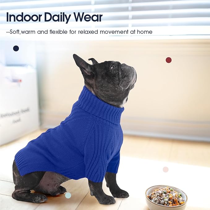 IECOii Extra Large Dog Sweater 4XL,Thermal Warm Dog Sweaters for Giant Breed Dogs,Turtleneck Knitted Knitwear for Pet Winter,Stretchy&Easy On Doggy Sweatshirt for Doberman,Great Dane(Royal Blue,XXXXL)