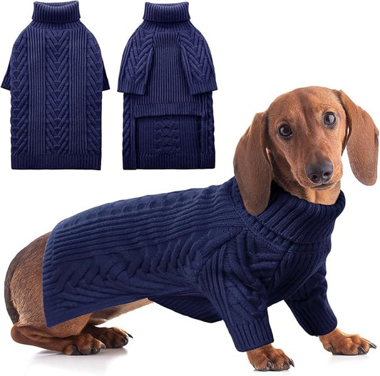 ASENKU Dog Sweater, Dog Sweaters for Medium Dogs, Warm Pullover Doggie KnitTurtleneck Warm Clothes for French Bulldog, Boston Terrier（Royal Blue, L）