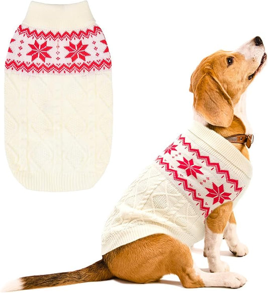 Warm Winter Dog Sweater - Cold Weather Pet Clothes for Small Medium Large Dogs Indoor Outdoor, Soft Classic Knit Puppy Apparel