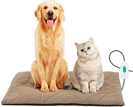 Dog Heating Pad (56"x40") - Waterproof Electric Heated Mat & Pet Bed for Indoor and Outdoor Use, Chew Resistant Cord, Machine Washable Cover with Wheat Pattern Quilting, for Cats and Pets