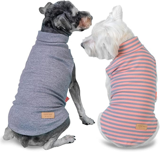 KYEESE 2Pack Dog Sweater Warm Dogs Clothes Stretchy Dachshund Clothes Soft Pets Coats Turtleneck Pet Sweatshirt Turtleneck Dog Sweaters for Small Dogs Girl