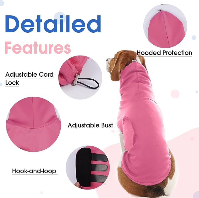 Medium Calming Vest for Small Dogs,Lightweight Anxiety Vest Adjustable Chest | Soft Relief Anxiety Shirt with Hood Wraps for Noise,Riverside,Machine Washable(Rose)