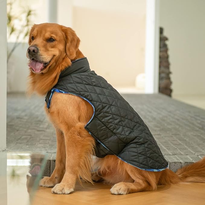 CuteBone Winter Dog Coat Reversible Waterproof Jacket with Leash Hole - Soft Thick Windproof Vest for Small Medium Large Dogs - Adjustable Cold Weather Coats
