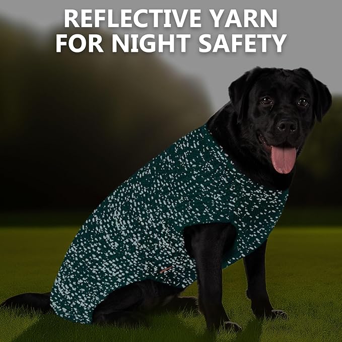KYEESE Dog Christmas Sweater with Leash Hole Warm Pullover with Reflective Yarn for Small and Medium Dogs Male Soft Knit Pullover Boy Dog Coats Cozy Lightweight Thick Sweater,Green,Medium