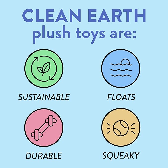 Spunky pup Clean Earth Plush Dog Toy with Squeaker - Recycled, Eco-Friendly, Floats for Beach, Lake, Pool - Shark, Small