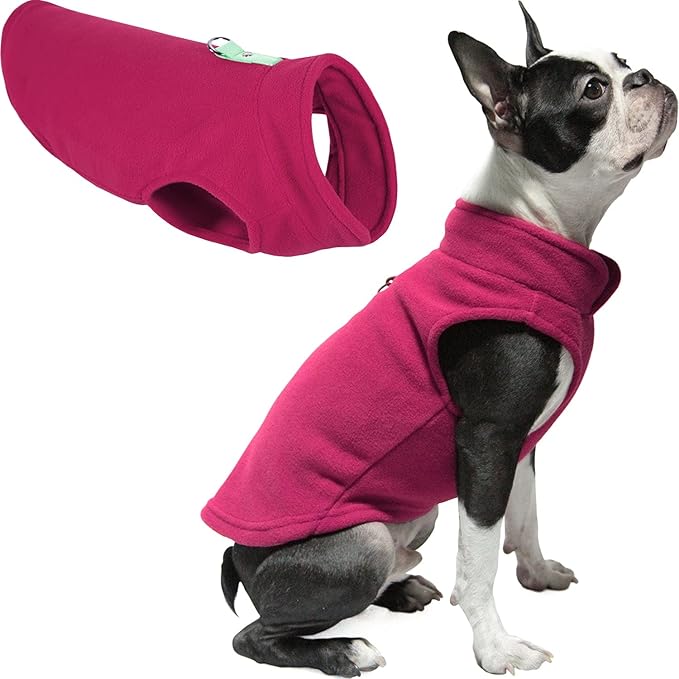 Gooby - Fleece Vest, Small Dog Pullover Fleece Jacket with Leash Ring, Fuchsia, Small