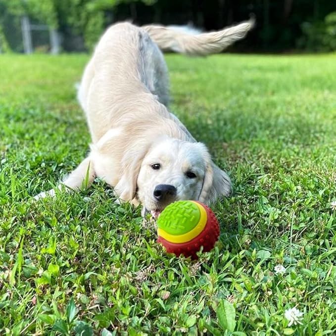 PetBox Soft Squeaky Rubber Toy Ball with Rattle Noise for Dogs - 3.2" Diameter